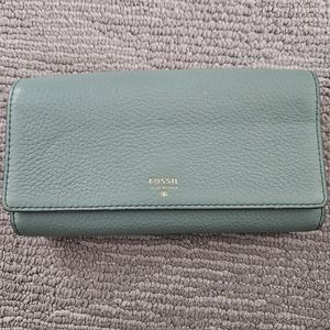 Fossil teal leather wallet